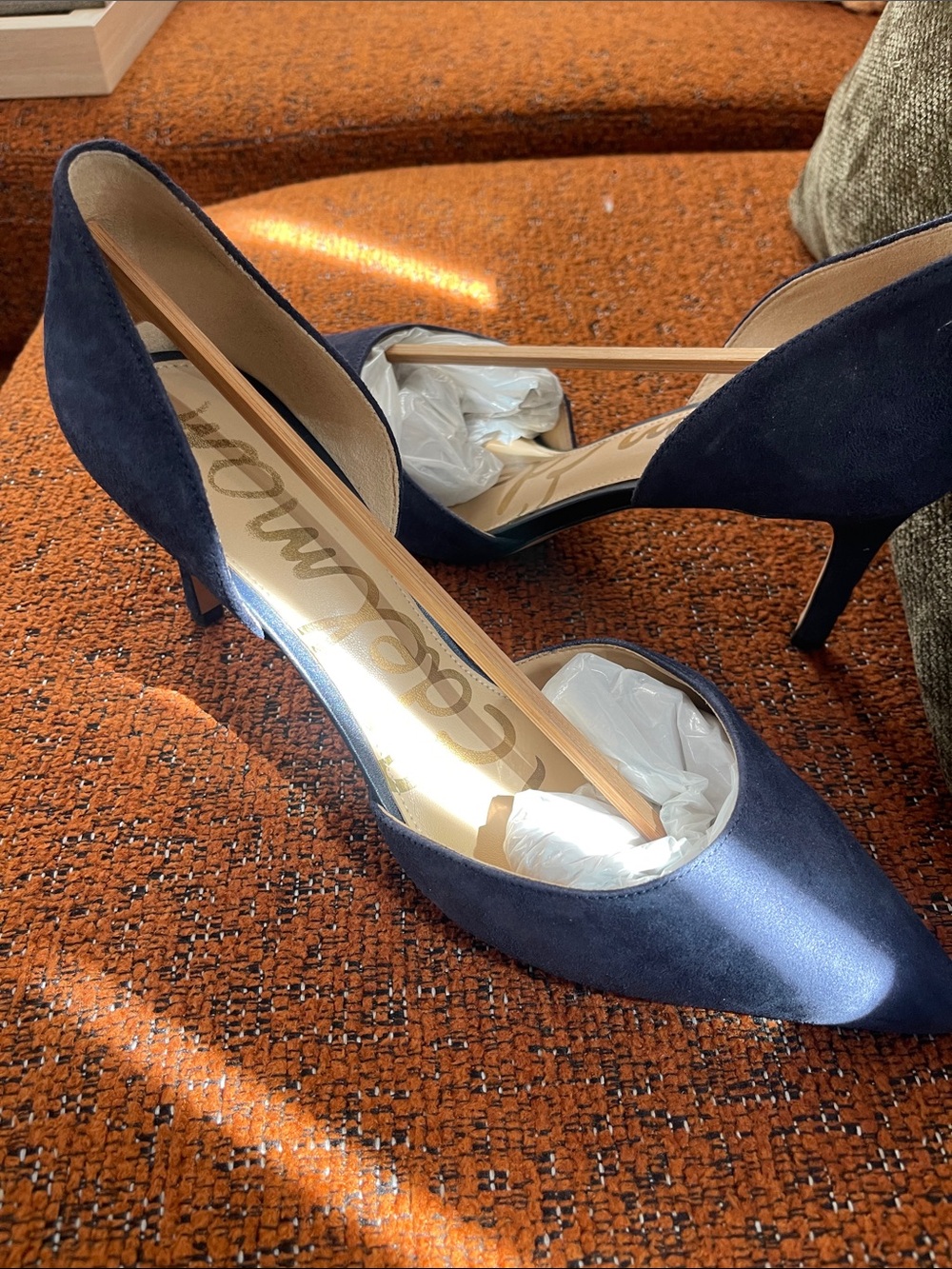 Sam Edelman Navy Pointed-Toe Suede Pumps